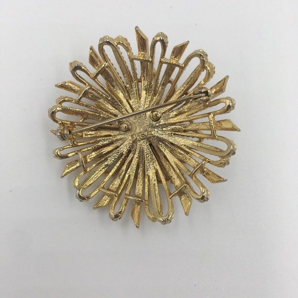 COPY - LISNER Atomic Starburst MCM Gold Tone Round BROOCH Pin - PERFECT! - Picture 2 of 3